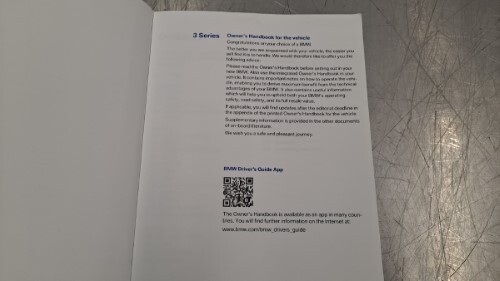 BMW F30 3 SERIES Saloon Owners Handbook