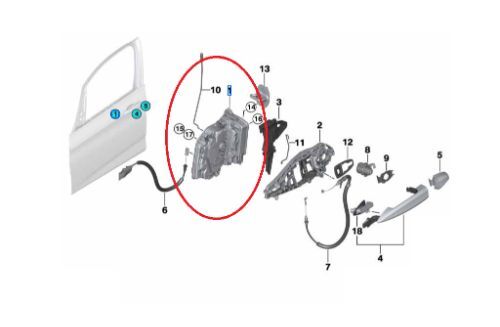BMW Door Catch Actuator Front O/S Right Drivers F45 F46 G11 F48 F39