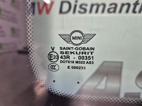 MINI Rear Quarter Glass N/S Passenger Left R55 CLUBMAN